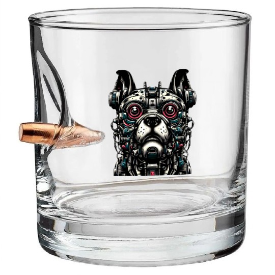 Steampunk Robot Dog Bullet Whiskey Glasses