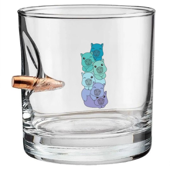 Neptunic Flag Pride Lgbtq Cute Capybara Pile Bullet Whiskey Glasses
