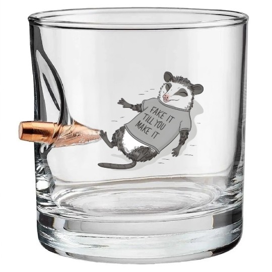 Live Weird Fake Your Death - Funny Possum Bullet Whiskey Glasses