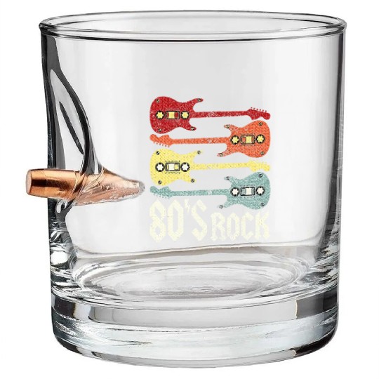 80s Rock Band Guitar Cassette Tape 1980s Bullet Whiskey Glasses