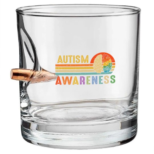 World Autism Awareness Neurodiversity Autistic Bullet Whiskey Glasses