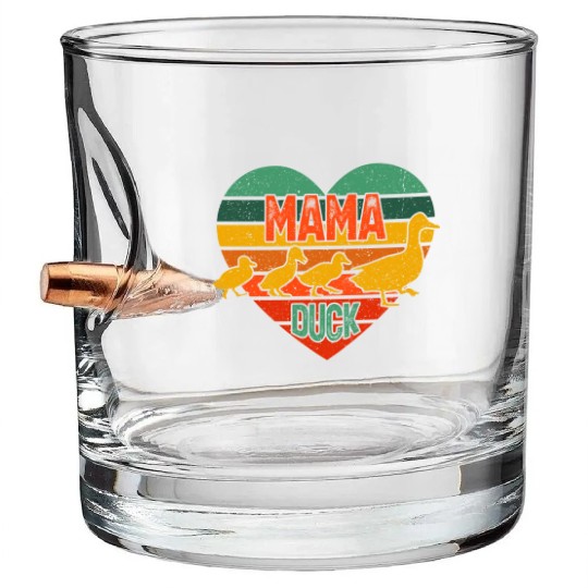 Mama Duck 3 Ducklings Duck Mom Mother's Day Bullet Whiskey Glasses