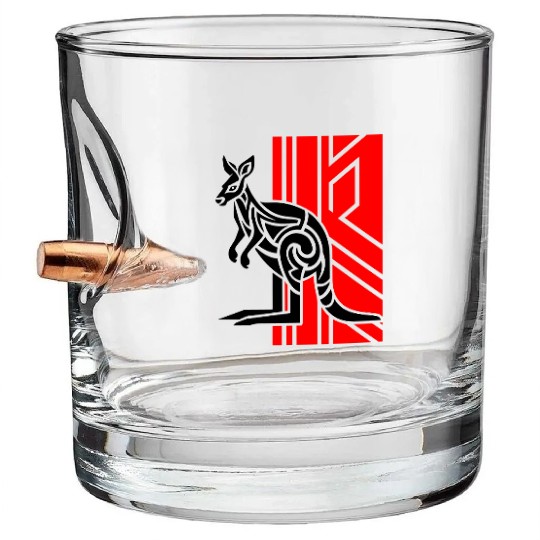 Kangaroo Vector Design 3 Colors Bullet Whiskey Glasses