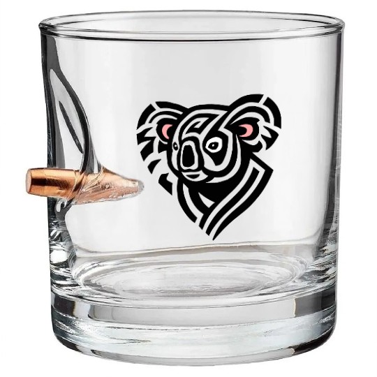 Koala Heart Tribal Style Vector Design 3 Colors Bullet Whiskey Glasses