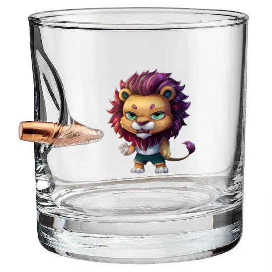 Cute And Majestic Chibi Lion Bullet Whiskey Glasses
