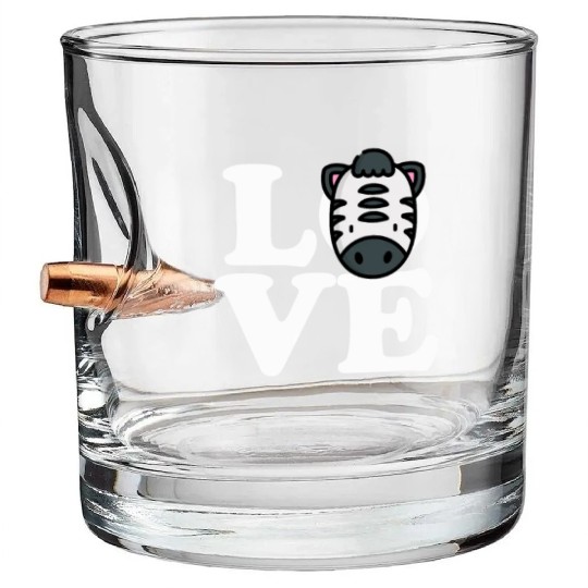 LOVE Zebra Funny Stripes Animal Face African Pun Bullet Whiskey Glasses