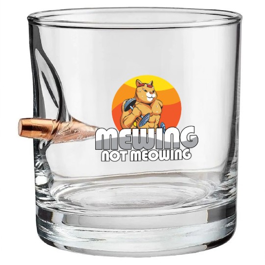 Funny Cat Meme Mewing Not Meowing Jawline Bullet Whiskey Glasses