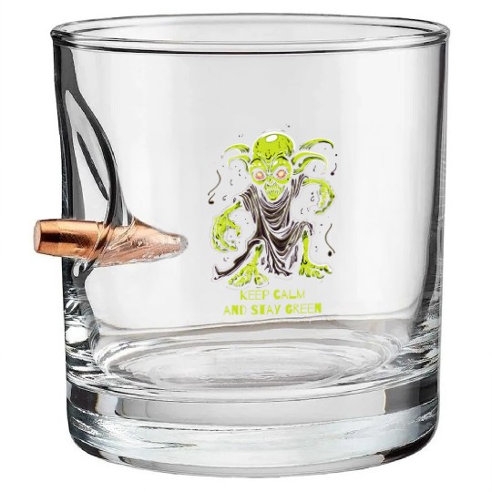 Keep Calm and Stay Green Goblin Bullet Whiskey Glasses