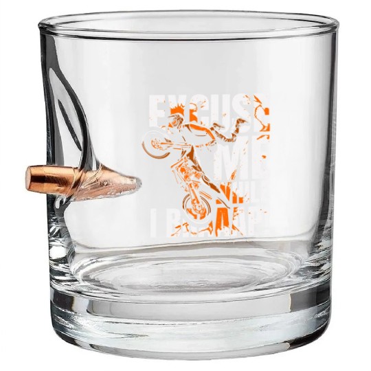 Excuse Me While I Braaap Motorcycle Racing Riders Bullet Whiskey Glasses