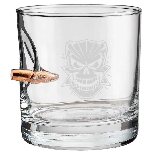 Skull cartoon style Bullet Whiskey Glasses