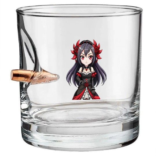 Scarlet Rose Gothic Anime Girl Bullet Whiskey Glasses