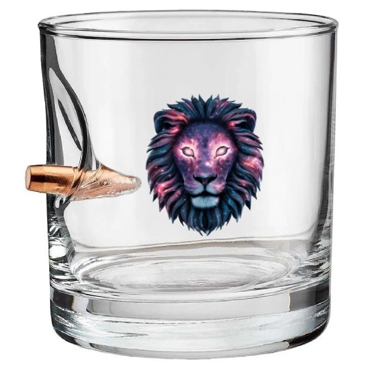 Lion Head with Galaxy Style Bullet Whiskey Glasses