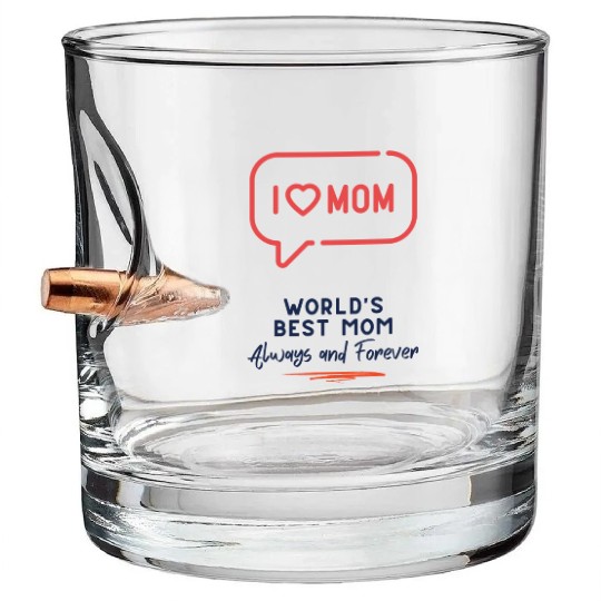 i love mom Bullet Whiskey Glasses