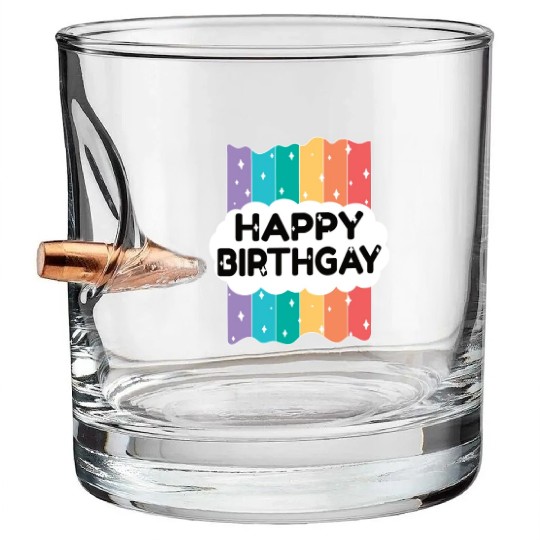 Happy Birthgay Lgbtq Rainbow Bullet Whiskey Glasses
