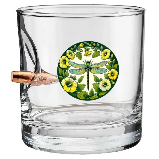 Green Dragonfly Bullet Whiskey Glasses