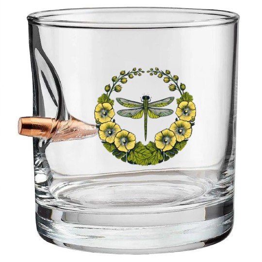 Green Dragonfly Bullet Whiskey Glasses