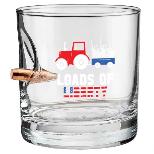Liberty Tractor Patriotic American Bullet Whiskey Glasses