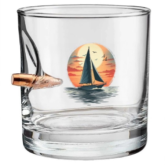 Sail Into The Sunset Nautical Adventure Bullet Whiskey Glasses