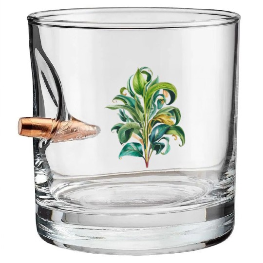 Watercolor Plant Hand Painted Bullet Whiskey Glasses