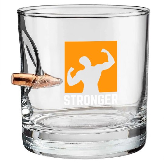 Stronger, Workout Bullet Whiskey Glasses, Gym, Fitness