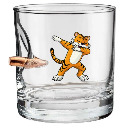 Dabbing Tiger Wildlife Safari Animal Lover Bullet Whiskey Glasses
