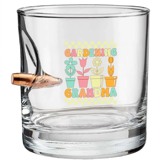 Gardening Grandma Groovy Gardener Woman Plant Love Bullet Whiskey Glasses