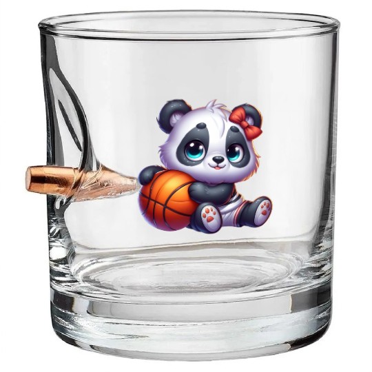 Cute Baby Panda's Basketball Adventures Bullet Whiskey Glasses