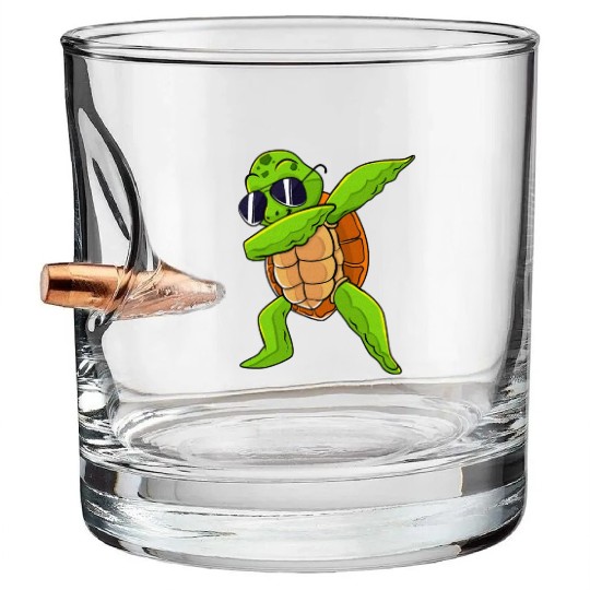 Dabbing Sea Turtle Animal Lover Save The Turtles Bullet Whiskey Glasses