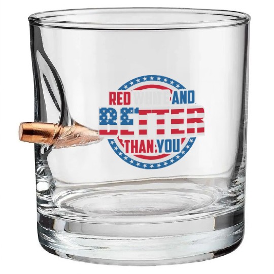 Red White & Better Bullet Whiskey Glasses