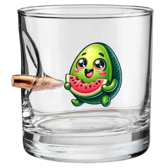 Avocado & Watermelon Sweet Comic Bullet Whiskey Glasses