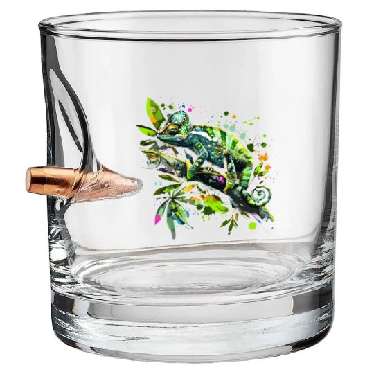 Chameleonaire A Rich Lizard for Lizard Pet Lover Bullet Whiskey Glasses