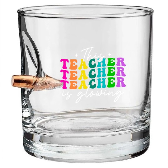 This Teacher Is Glowing Hello Summer Bullet Whiskey Glasses