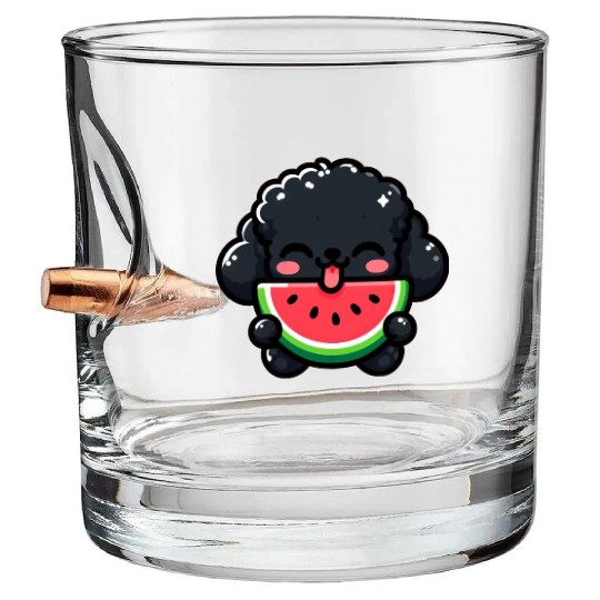 Summery Poodle with Watermelon Bullet Whiskey Glasses