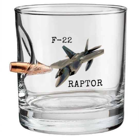 Air Force F-22 Raptor Fighter Jet Military Pilot Bullet Whiskey Glasses
