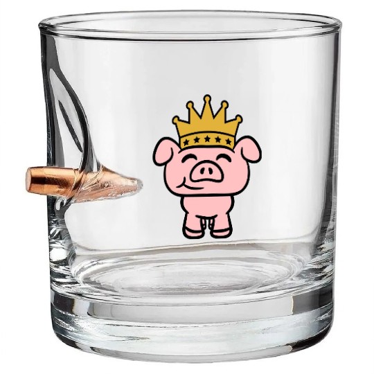 Pig King Queen Crown Prince Princess Piggy Piglet Bullet Whiskey Glasses