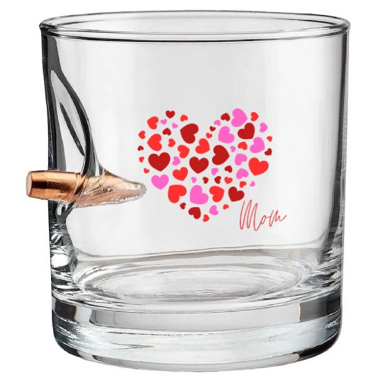 Hearts Love Mom 1 Bullet Whiskey Glasses