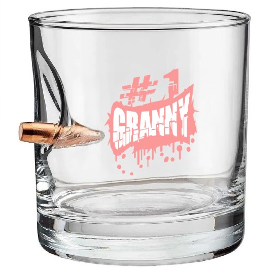 Number 1 Hashtag One First Time Grandma Granny Bullet Whiskey Glasses