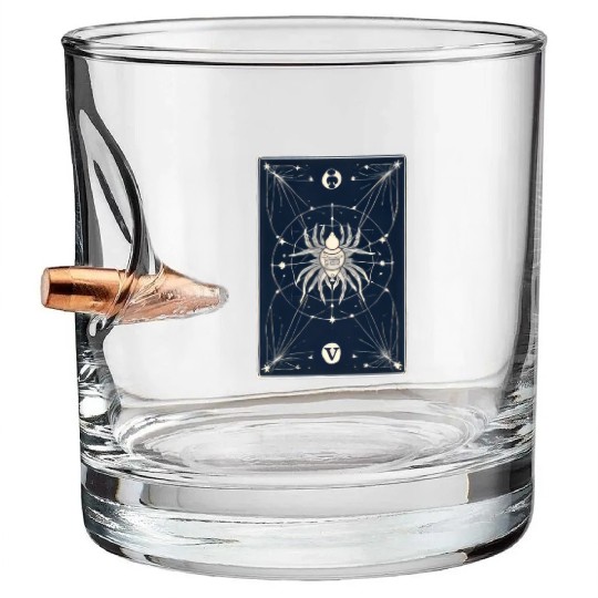 Spider Tarot Card Reader Astrology Occult Bullet Whiskey Glasses