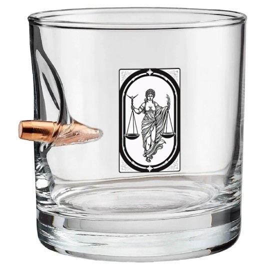 Themis Tarot Card Astrology Occult Mystical Bullet Whiskey Glasses