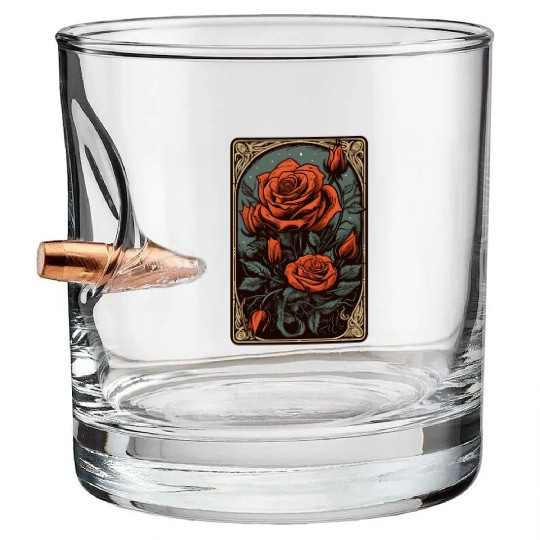 Rose Tarot Card Reader Astrology Occult Bullet Whiskey Glasses