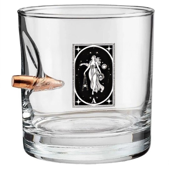Themis Tarot Card Astrology Occult Mystical Bullet Whiskey Glasses