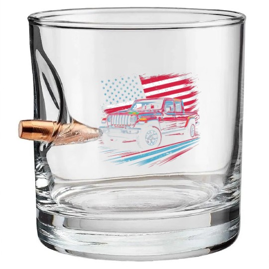 Jeep Gladiator JT US Flag Bullet Whiskey Glasses
