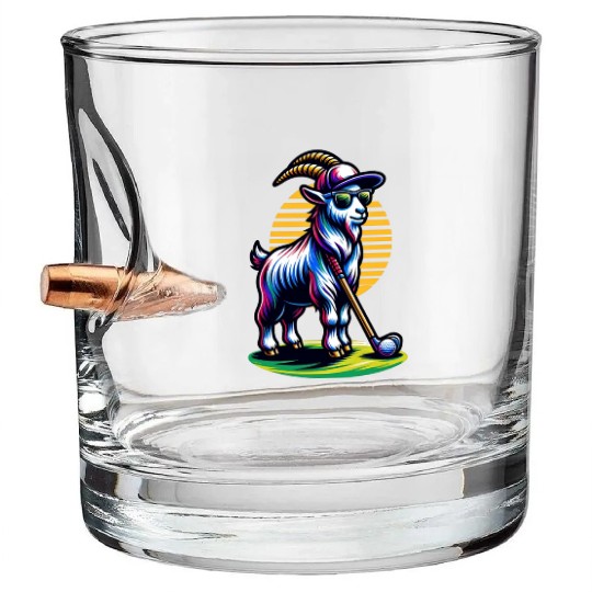 Goat Golfer Golf Course Dog Owner Bullet Whiskey Glasses