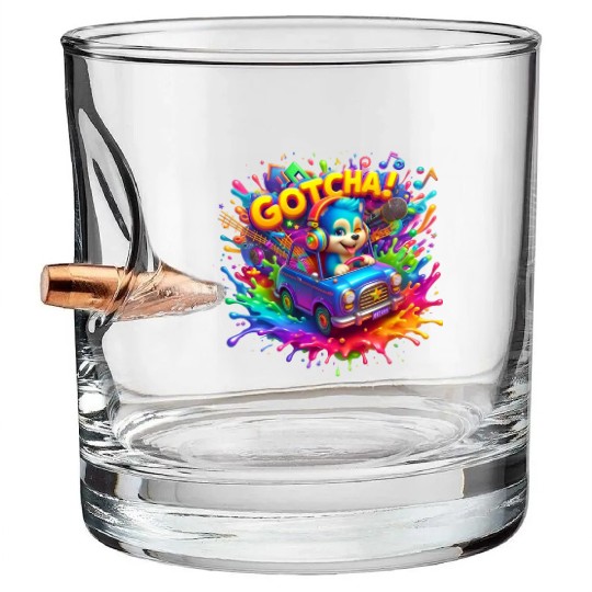 Stellar Cadence: Symphony of Neon Hues - GoTCha! Bullet Whiskey Glasses