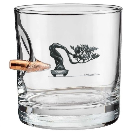 Bonsai tree for men - women, Unique artist design Bullet Whiskey Glasses