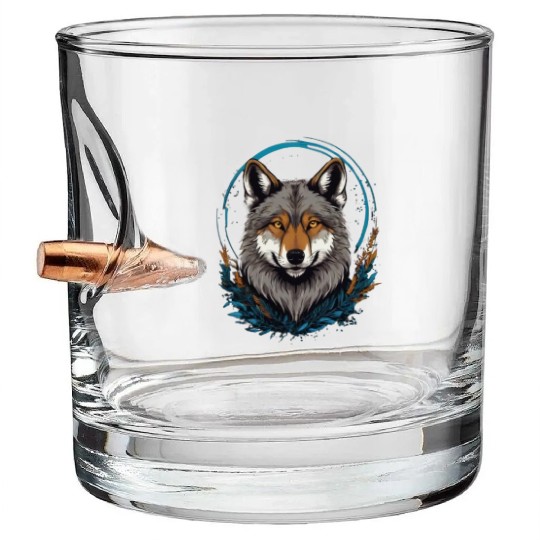 Flag Wolves July Howling Wolf Bullet Whiskey Glasses