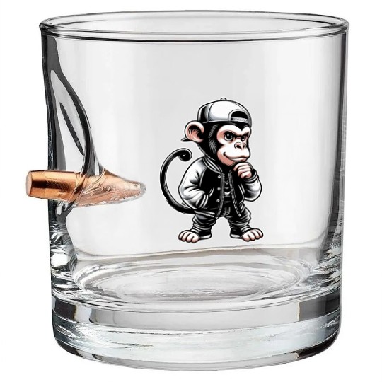 Bullet Whiskey Glasses Funny of a monkey dressed as rap