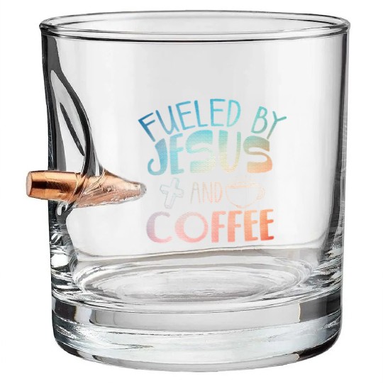 Cool Coffee Jesus Art Christian Coffee Lover Bullet Whiskey Glasses