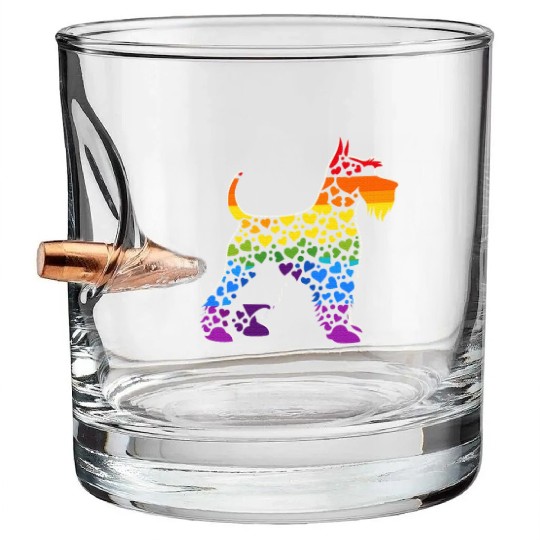 Miniature Schnauzer Rainbow LGBT Gay Pride Lesbian Bullet Whiskey Glasses