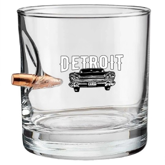 Detroit Michigan American Muscle Car Enthusiast Bullet Whiskey Glasses